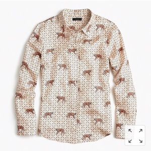 NWT J.Crew Silk Twill Button Up Tiger  Shirt
